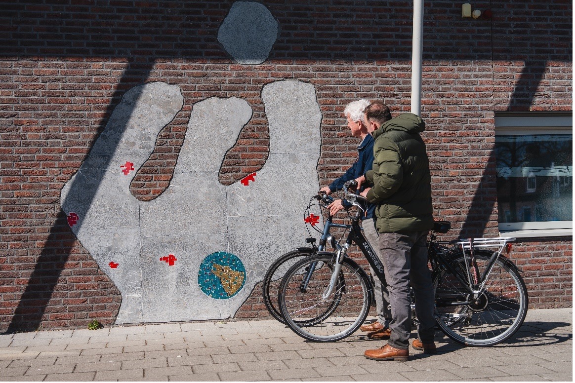 Muurschildering, een punt in de liberation route Brabant
